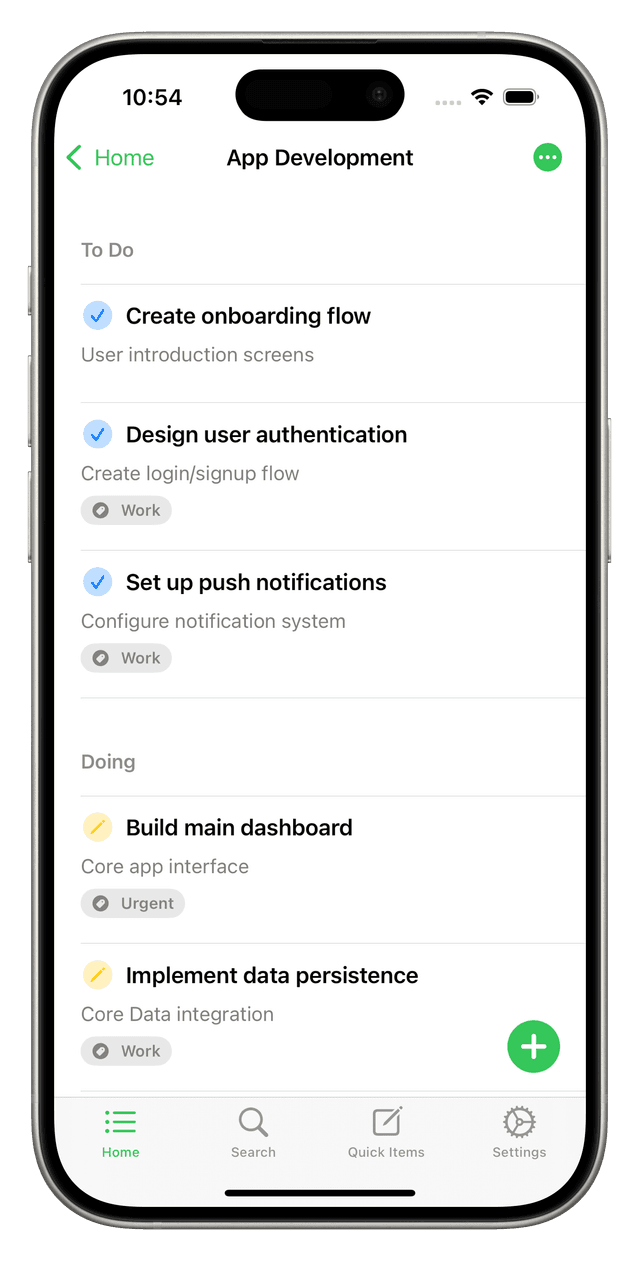 Tastik kanban board to organize tasks.