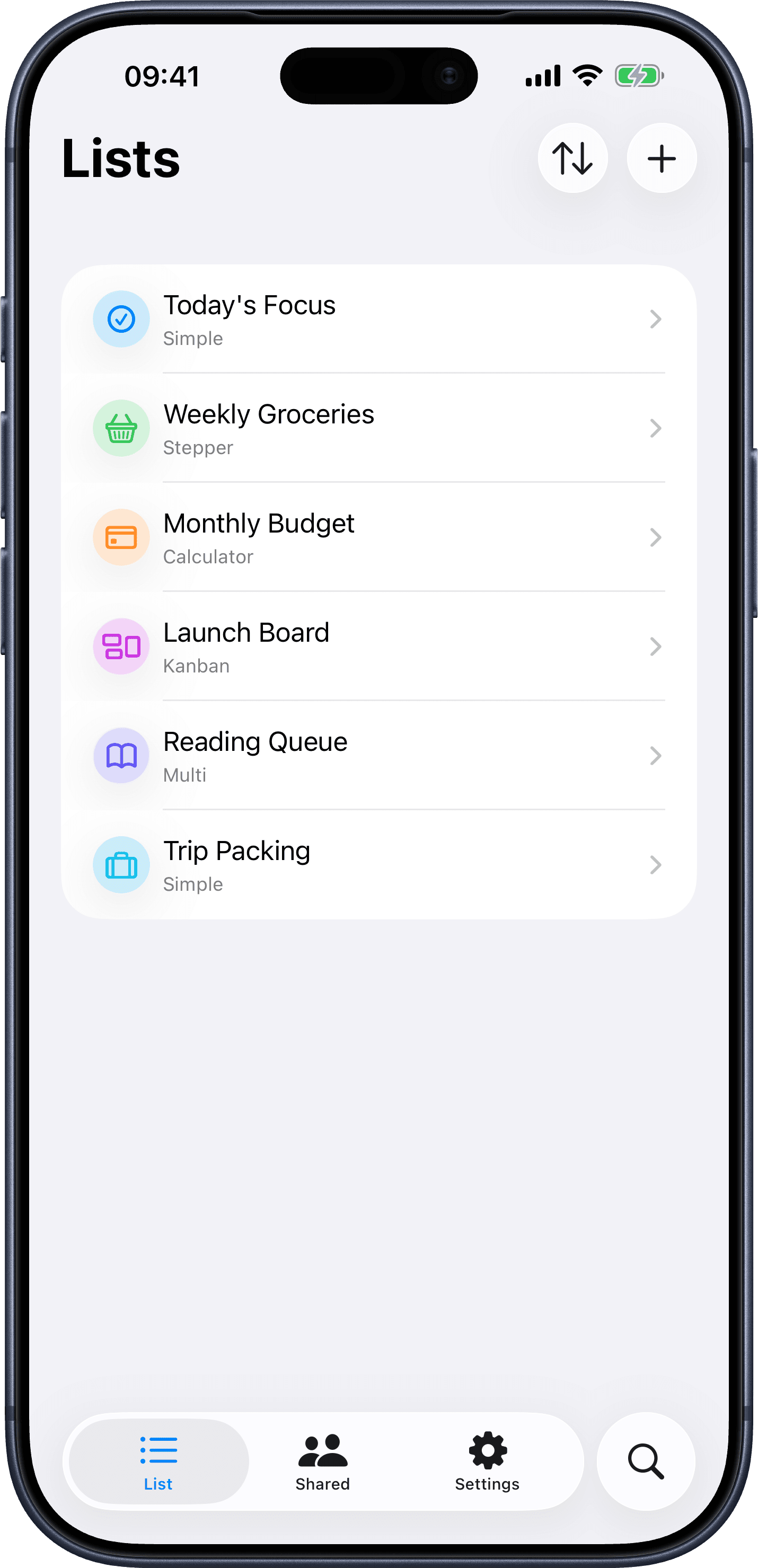 Tastik lists overview